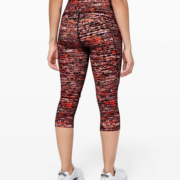 Lululemon Fast & Free Crop II 21" Flash Peat Orange Multi Size 8 - Picture 3 of 6